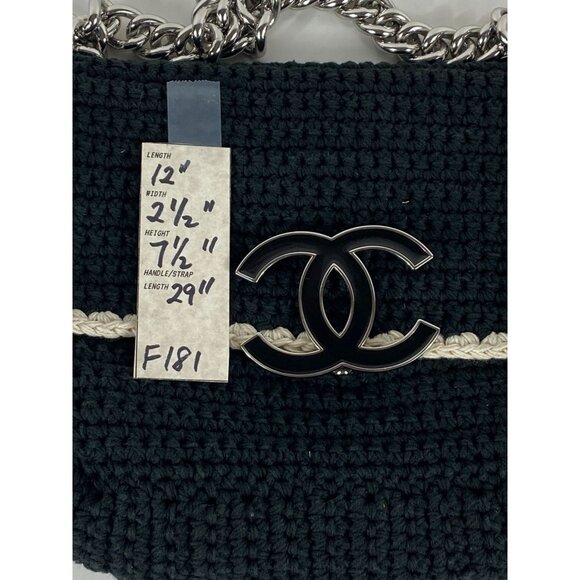 Chanel Authentic CC Logo Crochet Flap Chain Strap Shoulder Bag Women's F181 - Picture 8 of 8